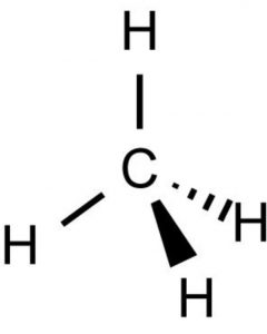 3-D representation of methane molecule