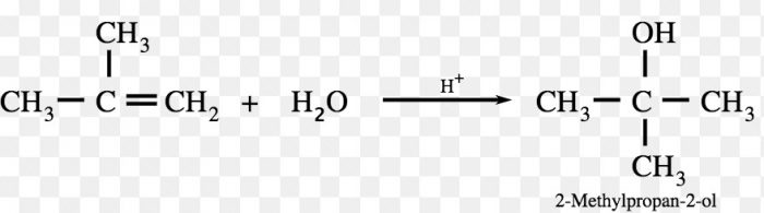 Addition of water to 2-Methylpropene