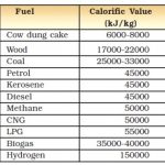 Calorific value of fuels
