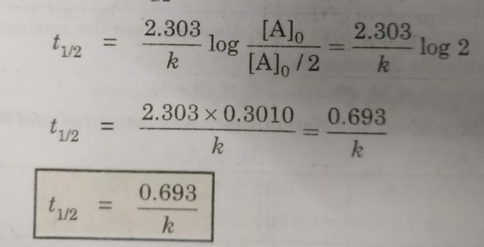 Half life period of a reaction