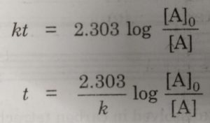 Half life period of a reaction