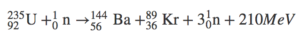 Nuclear fission reaction equation