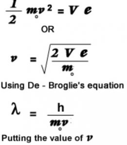 de Broglie wavelength of electron