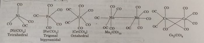 Structure of metal carbonyls