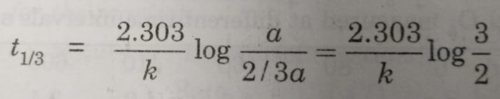 ime required to complete 1/3 of the reaction