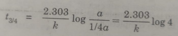 time required to complete 3/4 of the reaction