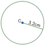 circle of radius 3.2 cm