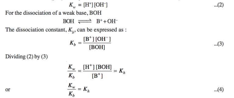 Calculation Of Hydrolysis Constant Degree Of Hydrolysis And Ph Of Salt Solution Chemistry